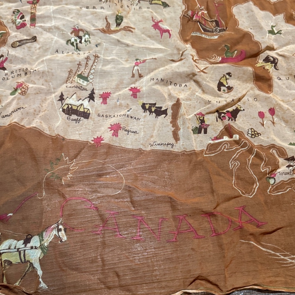Vintage Map Print Scarf of Canada - Picture 3 of 6